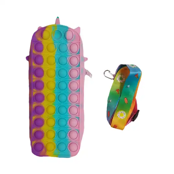 جامدادی مدل پاپیت دار یونیکورن چشم بسته رنگارنگ