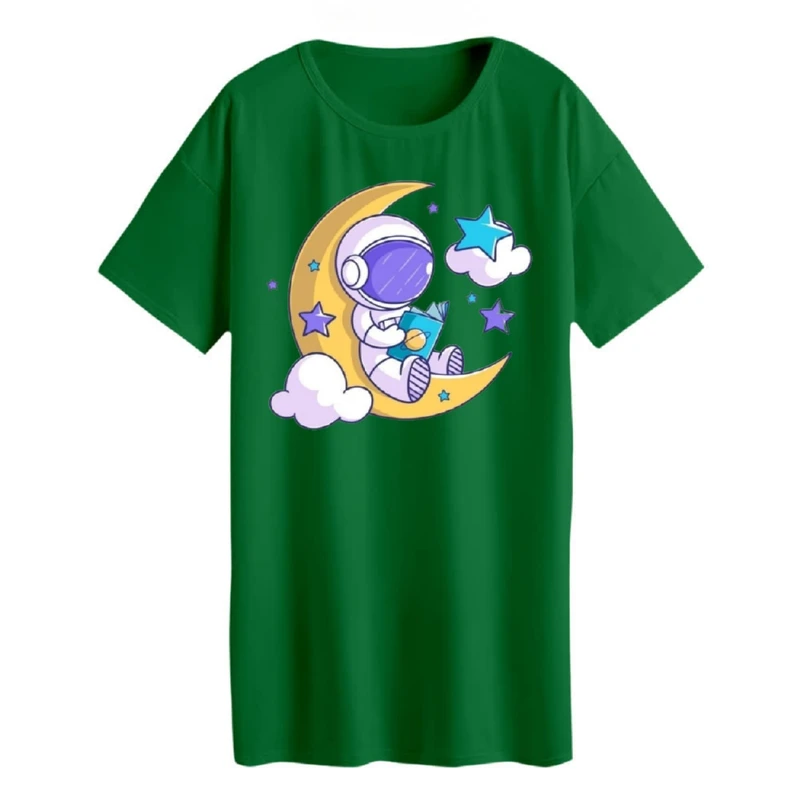 تی شرت لانگ زنانه مدل  فضانورد و ماه کد 1