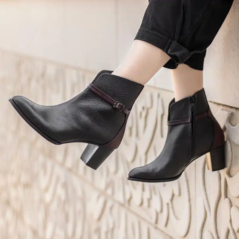 نیم بوت زنانه مدل چرم طبیعی کد 00177t.k