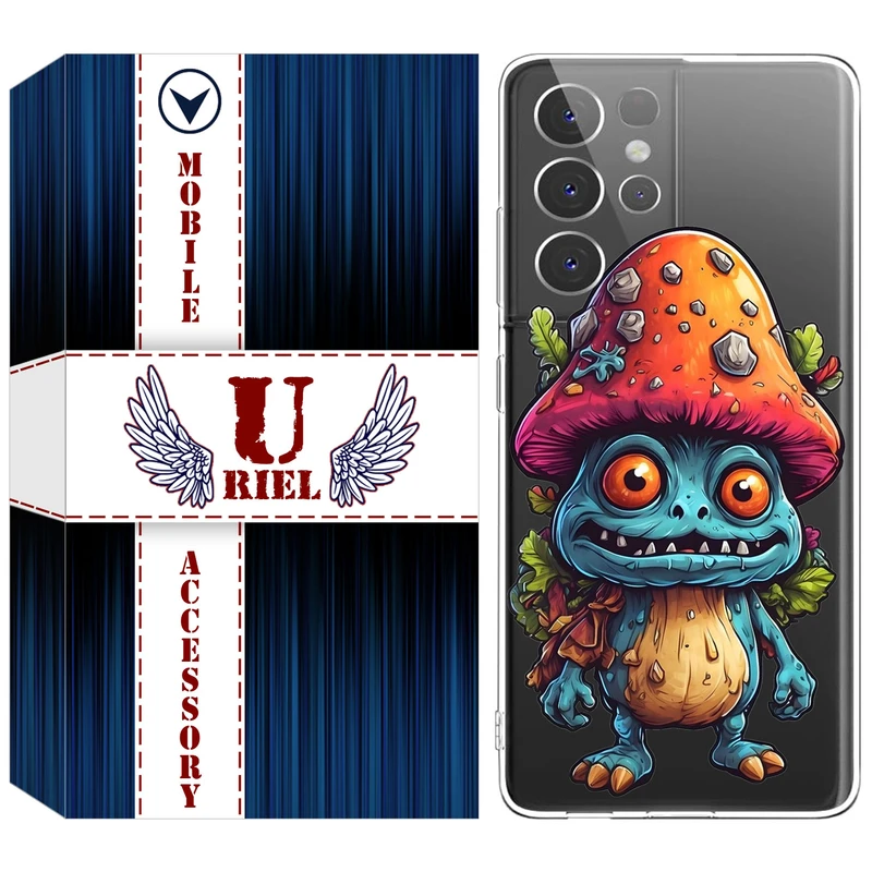کاور یوریل قاب مدل Clear کد 47 طرح قارچ مناسب برای گوشی موبایل سامسونگ Galaxy S21 Ultra