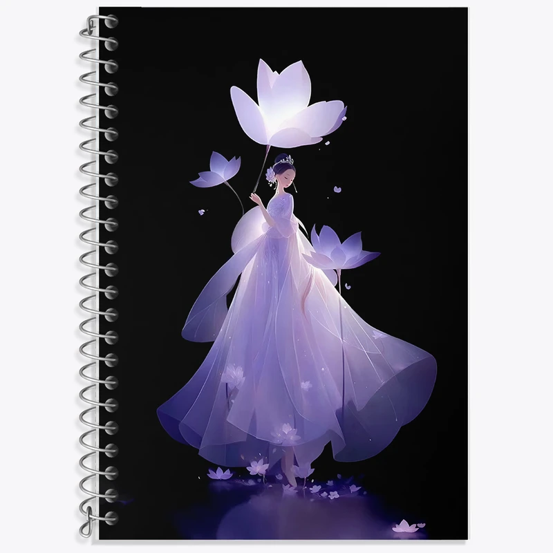 دفتر نت موسیقی 50 برگ خندالو طرح زن و گل نیلوفر کد F7285