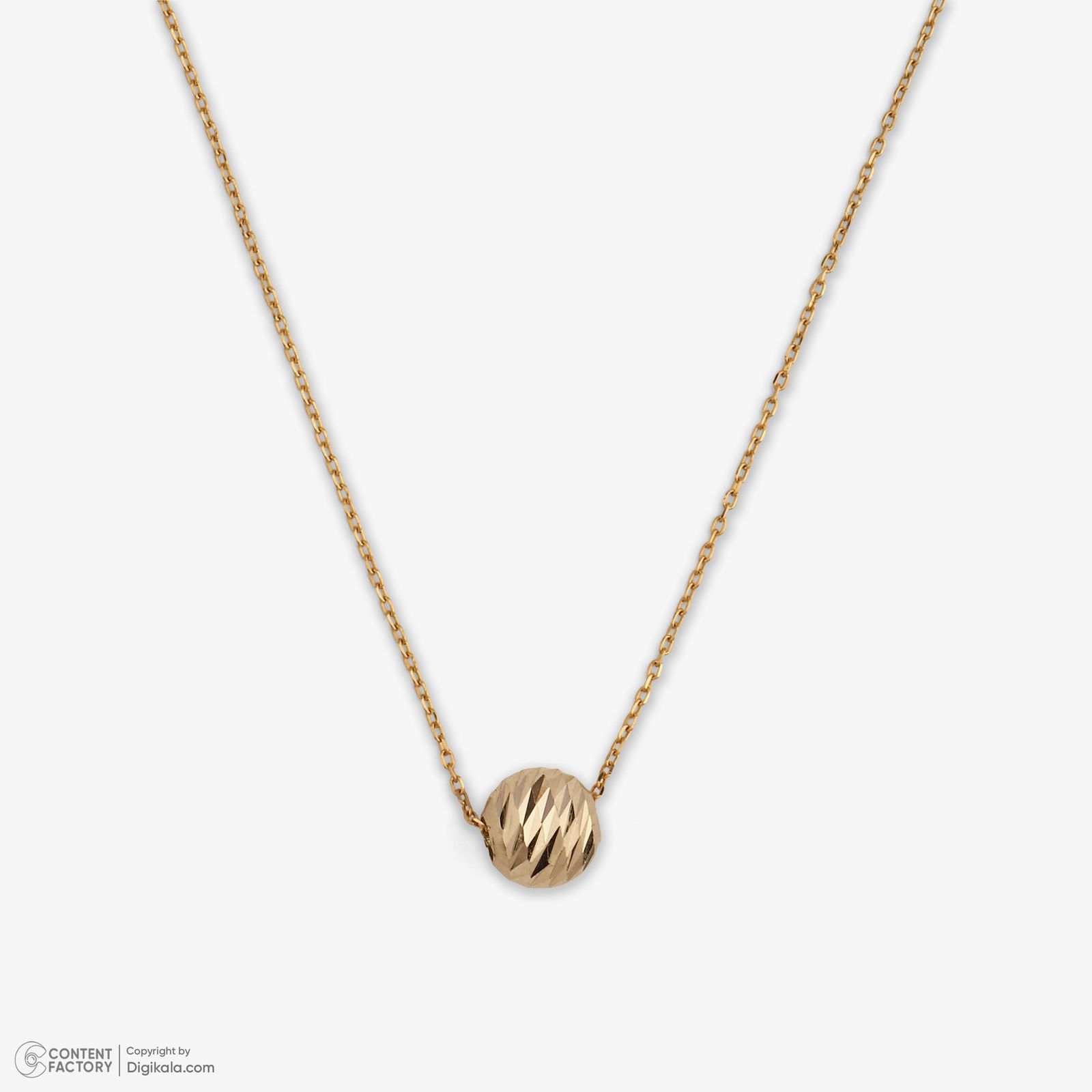 گردنبند طلا 18 عیار زنانه با زنجیر حلقه‌ای (فلامینگو) وی گالری مدل تک گوی تراش کد NC3634 -  - 2
