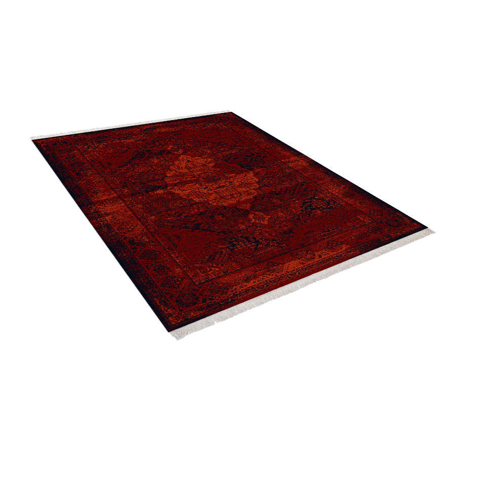 فرش ماشینی 400 شانه زانیس زمینه قرمز لاکی حاشیه سرمه ای مدل وینتیج لاکی