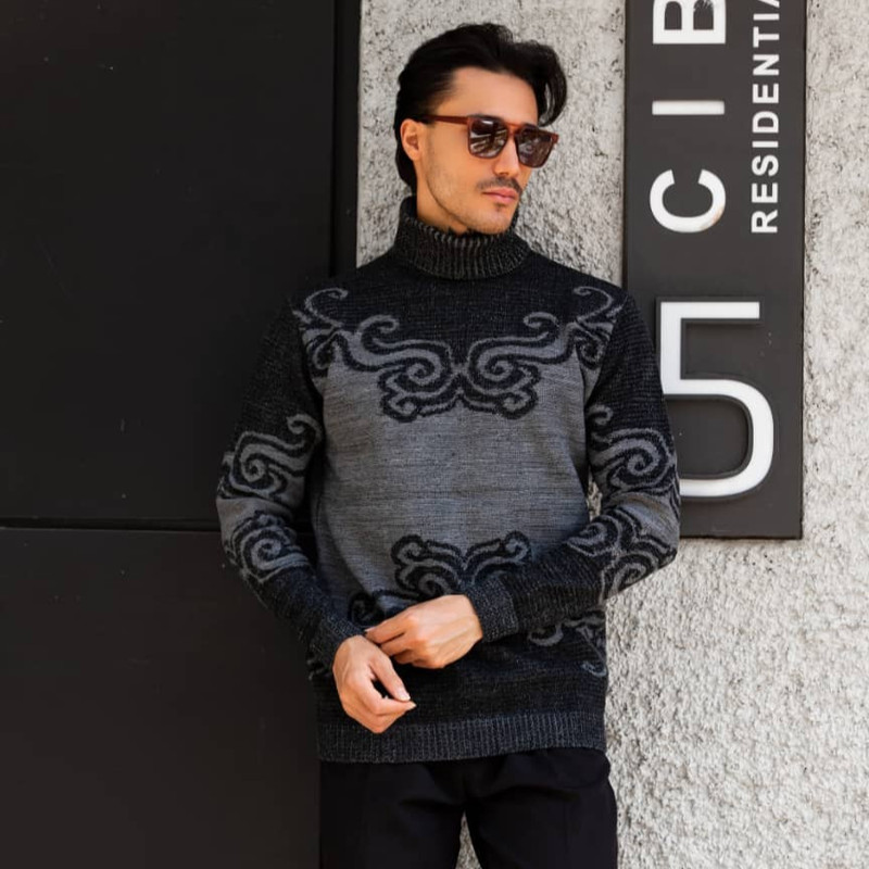 پلیور یقه اسکی مردانه مدل 42 رنگ طوسی