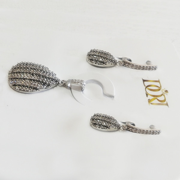 نیم ست نقره زنانه مدل اشک نگین دار