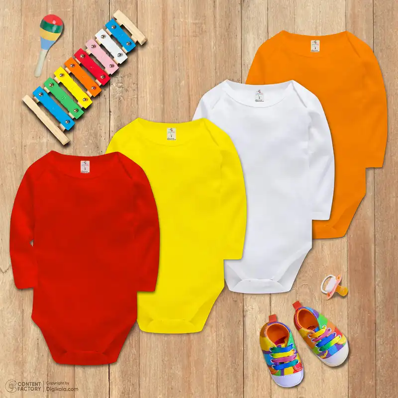 بادی آستین بلند نوزادی ایزی دو مدل ED035 بسته 4 عددی