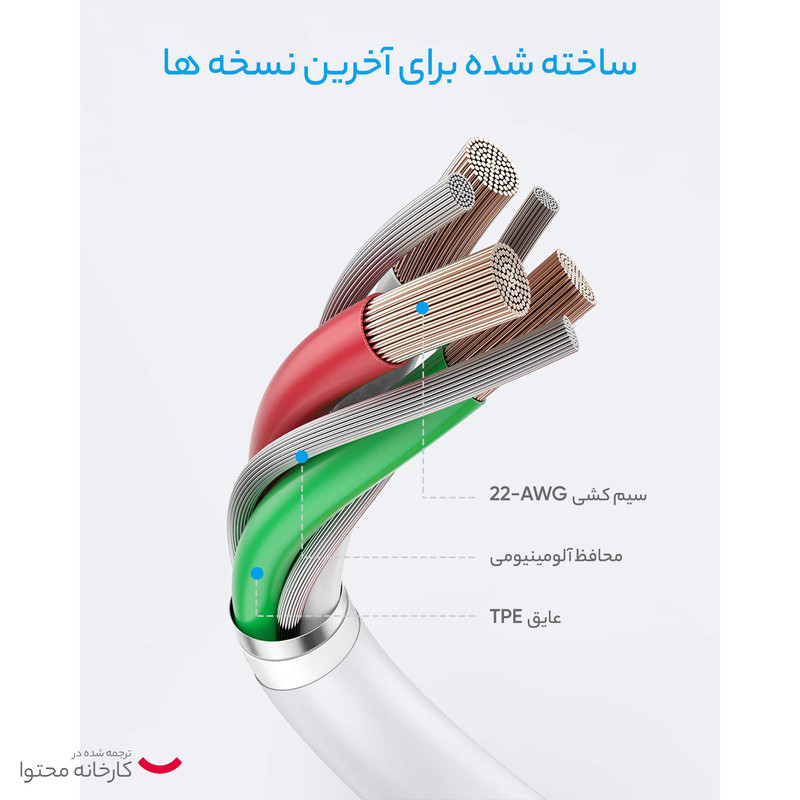 کابل تبدیل USB به لایتنینگ انکر مدل A8434 طول 3 متر