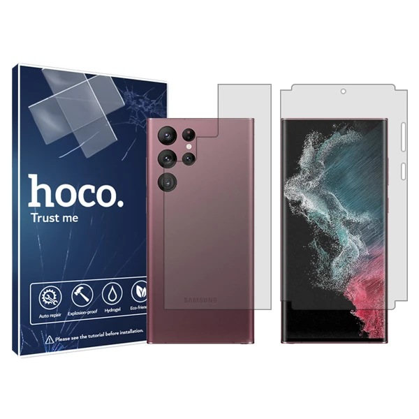 محافظ صفحه نمایش شفاف هوکو مدل HyGEL  مناسب برای گوشی موبایل سامسونگ Galaxy S22 Ultra 5G به همراه محافظ پشت گوشی