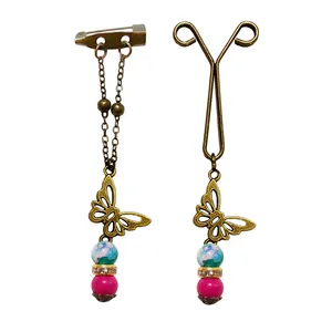 ست سنجاق سینه و گیره روسری طرح پروانه کد PM455