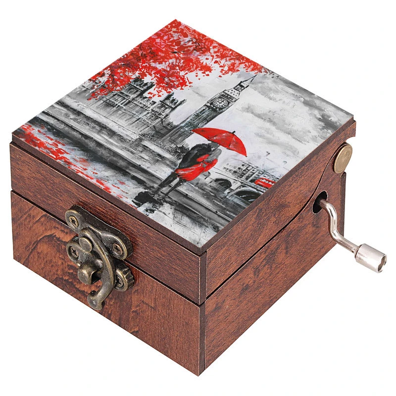 جعبه موزیکال مدل هندلی طرح خیابان لندن برج ساعت بیگ بن زن و مرد کد 1041