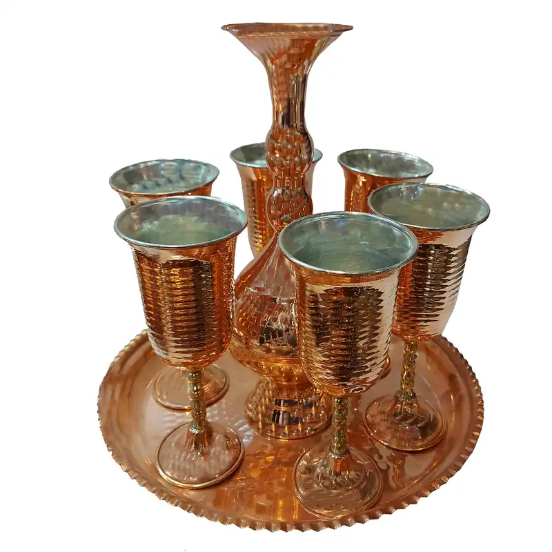 ست 8 تکه جام و پارچ مسی کد 7802
