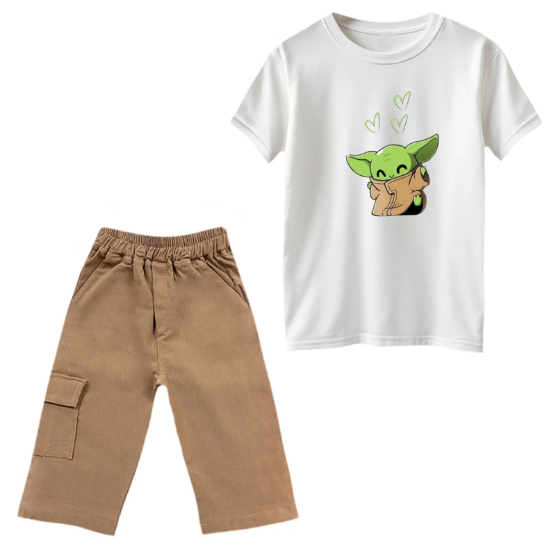 ست تی‌شرت و شلوارک پسرانه مدل بیبی یودا کد 4