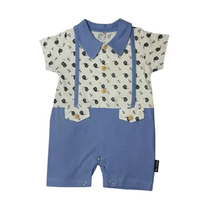 سرهمی نوزادی آدمک مدل جنتلمن رنگ آبی تیره