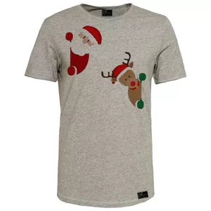 تی شرت آستین کوتاه زنانه مدل گوزن کریسمس کد V89 رنگ طوسی