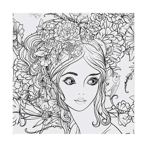 بوم رنگ آمیزی کد NIL_P8 مدل دختر و گل سایز 50x50 سانتی متر