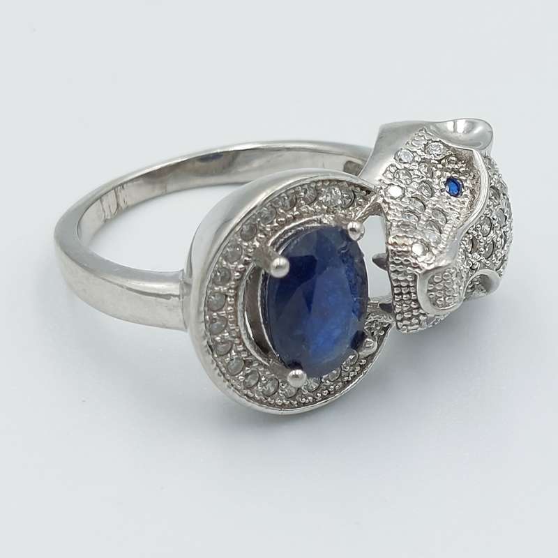 انگشتر نقره زنانه مدل یاقوت کبود کد 20574