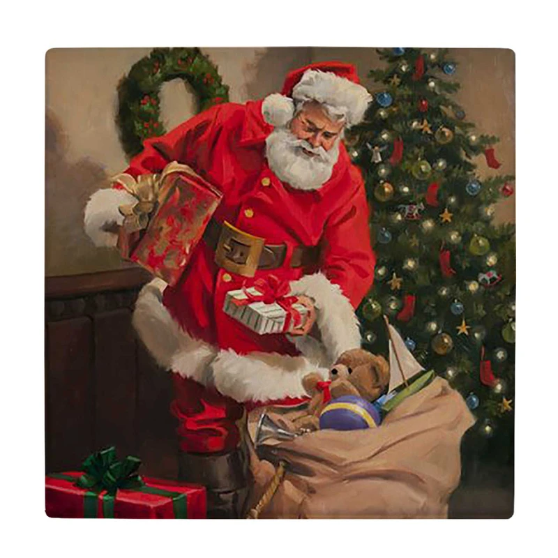  زیر لیوانی  طرح نقاشی بابانوئل و هدیه ها کد    6222328_5714