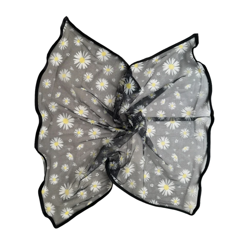 روسری زنانه مدل مینی توری نازک بابونه ای