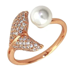 انگشتر زنانه ژوپینگ مدل مروارید و دلفین کد R4294