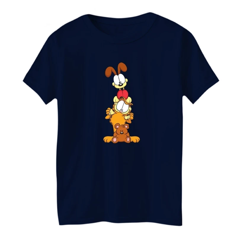 تی شرت آستین کوتاه یقه گرد بچگانه مدل گارفیلد و دوستان