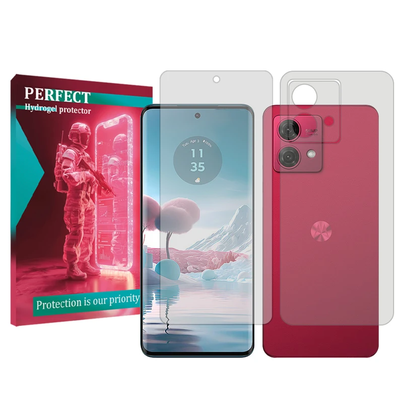 محافظ صفحه نمایش شفاف پرفکت مناسب برای گوشی موبایل موتورولا Moto G84 به همراه محافظ پشت گوشی 