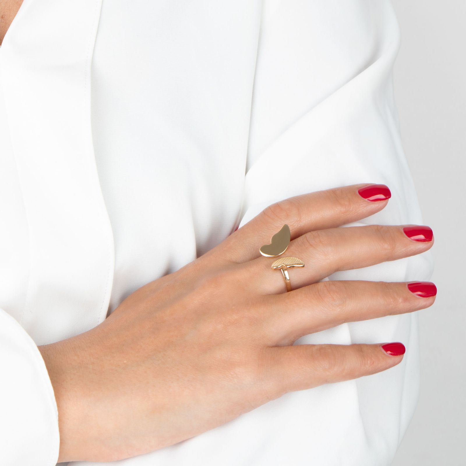 انگشتر طلا 18 عیار زنانه درگونه مدل پروانه فلورا -  - 2