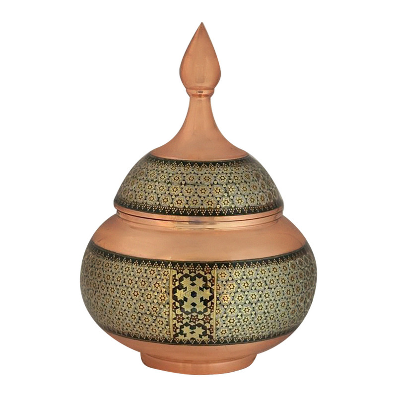 قندان خاتم کاری مسی مدل درسا کد 18