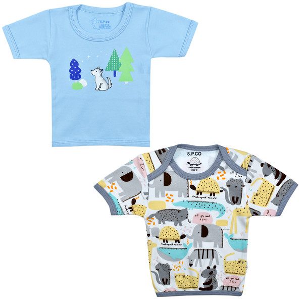 تی شرت آستین کوتاه نوزادی اسپیکو کد 301 -5 بسته دو عددی
