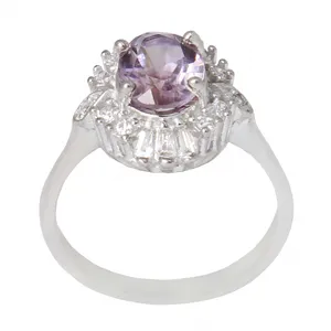 انگشتر نقره زنانه مدل آمیتیست تراش جواهری کد AWR_934