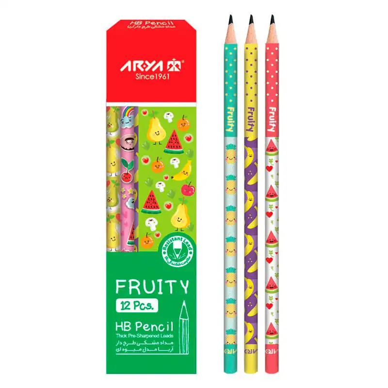 مداد مشکی آریا مدل Fruity کد 3048 بسته 12 عددی