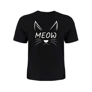 تی شرت آستین کوتاه پسرانه مدل MEOW کد P028 رنگ مشکی