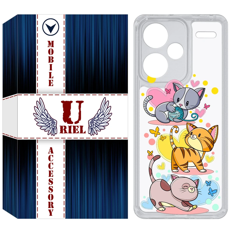 کاور یوریل مدل Clear کد 6 طرح گربه مناسب برای گوشی موبایل شیائومی Redmi Note 13 Pro Plus