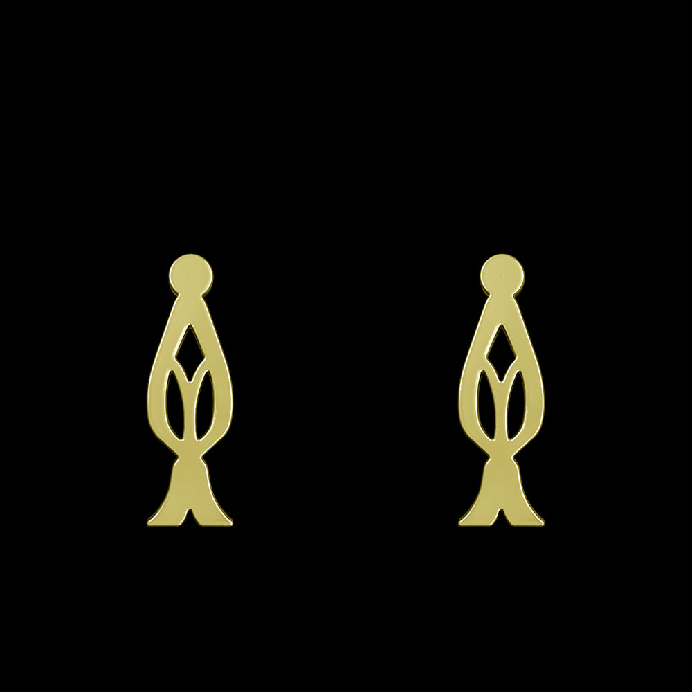 گوشواره طلا 18 عیار زنانه مدوپد مدل هندسی کد GA1-10131