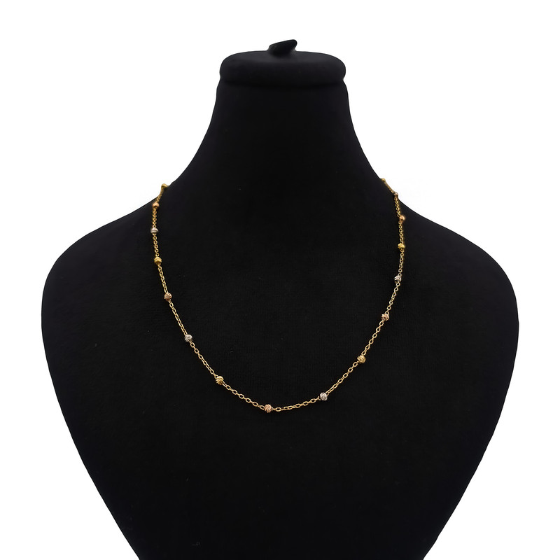 گردنبند طلا کم اجرت 18 عیار زنانه با زنجیر حلقه‌ای (فلامینگو) ناریا مدل البرنادو کد M2-10