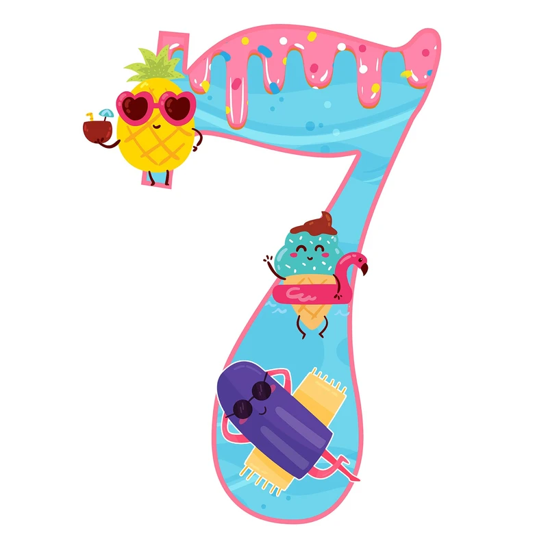 استند رومیزی تولد مدل عدد 7 طرح بستنی کد 1090 