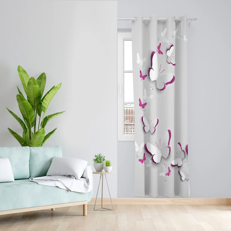 پرده طرح پروانه مدل مخمل پانچی کد L 1039L Z سایز 140x200 سانتی متر