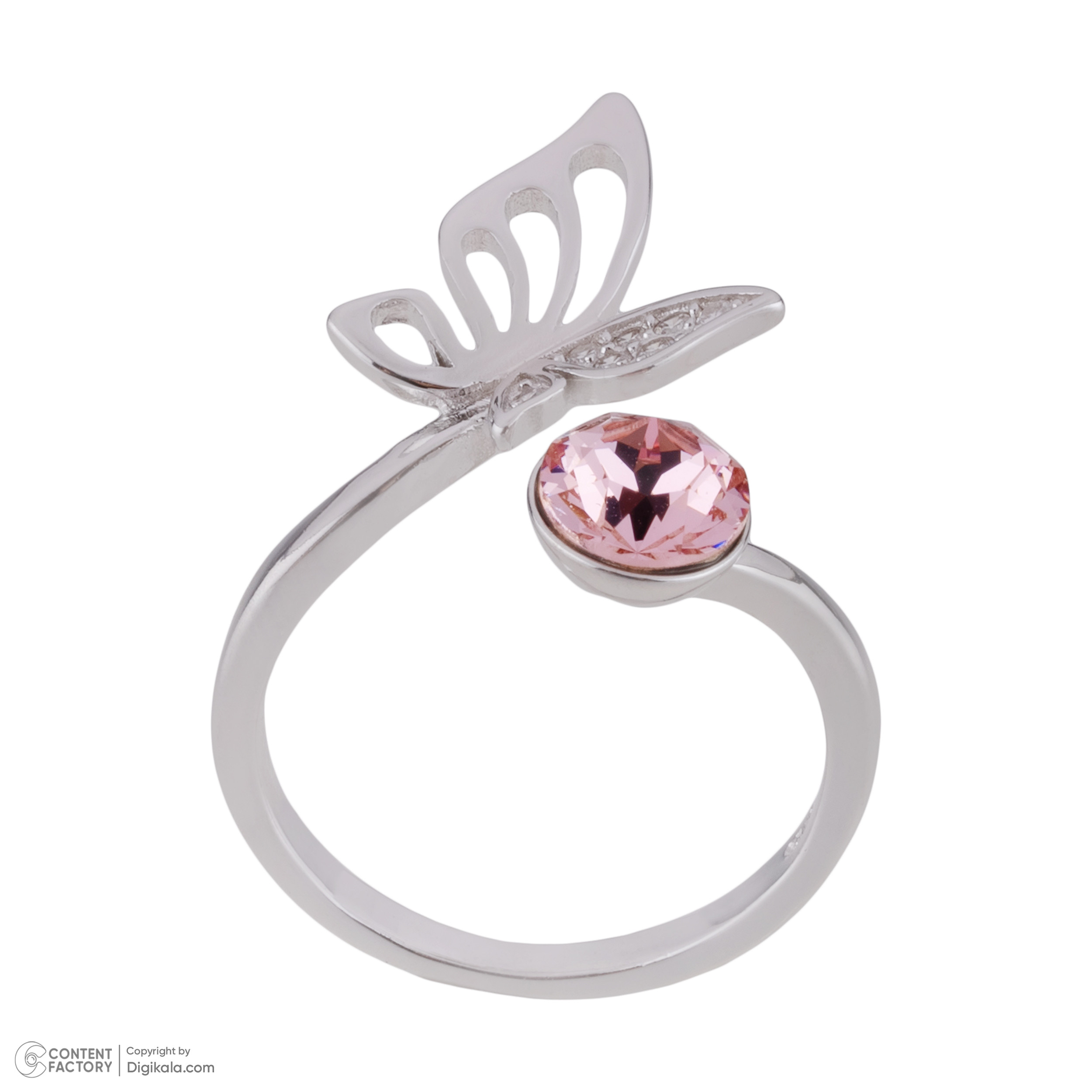انگشتر نقره زنانه سواروسکی مدل پروانه و سنگ کد 458745