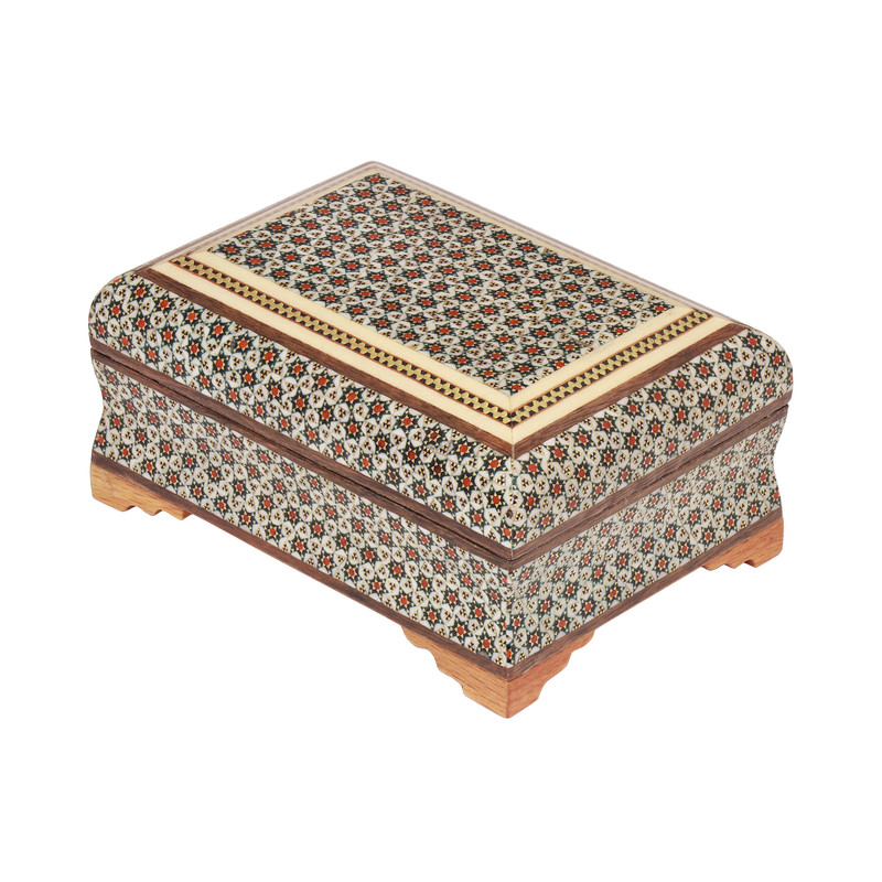 جعبه جواهرات خاتم کاری چوبی کد 02