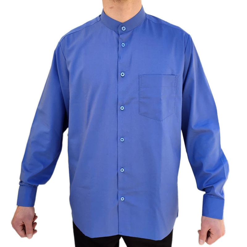 پیراهن آستین بلند مردانه مدل تک یقه دیپلمات رنگ آبی