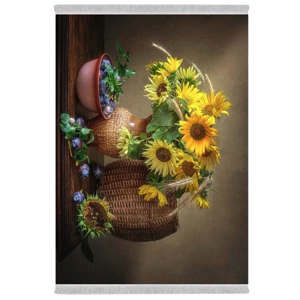 فرش پارچه‌ای دفه مدل فرشینه شانل مخمل طرح فانتزی کد 7045