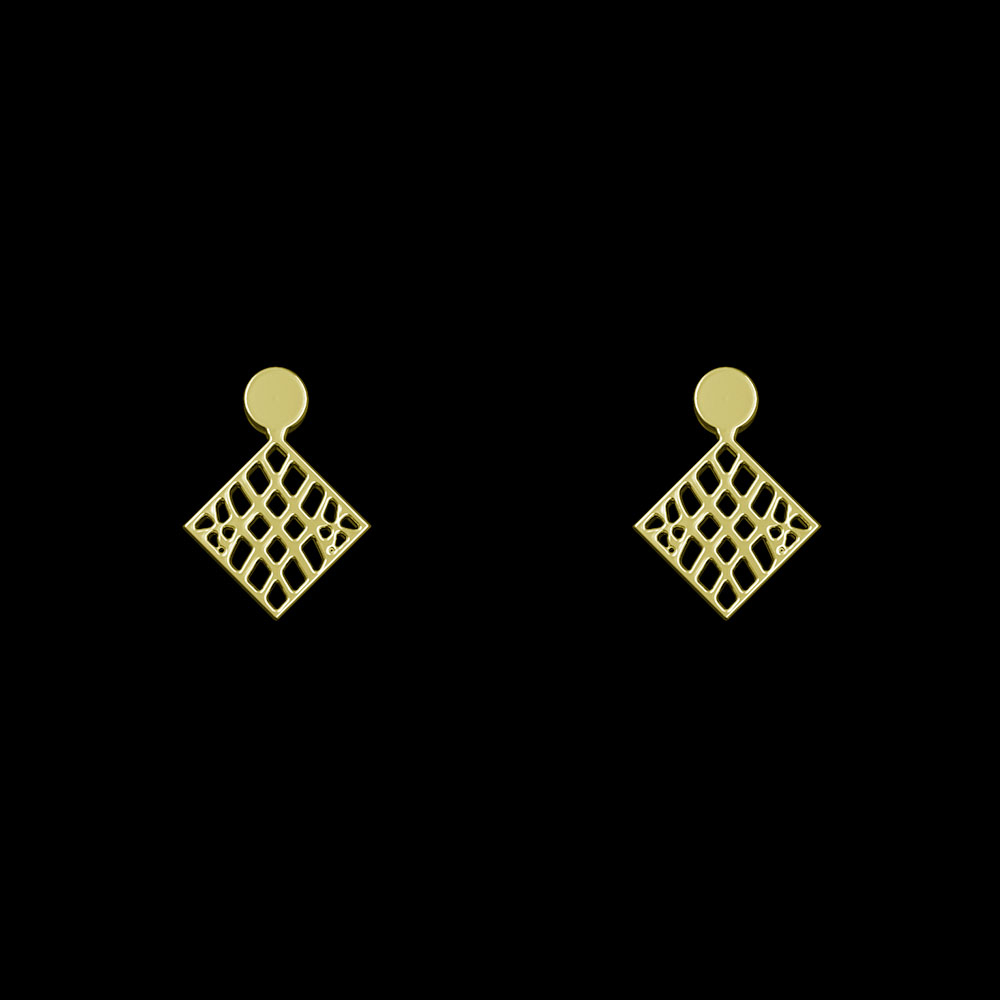 گوشواره طلا 18 عیار زنانه مدوپد مدل لوزی کد GA1-10610