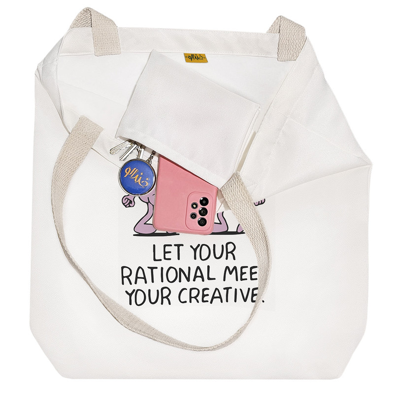 ساک خرید پارچه ای خندالو طرح Let Your Rational Meet Your Creative مدل توت بگ کد 6694