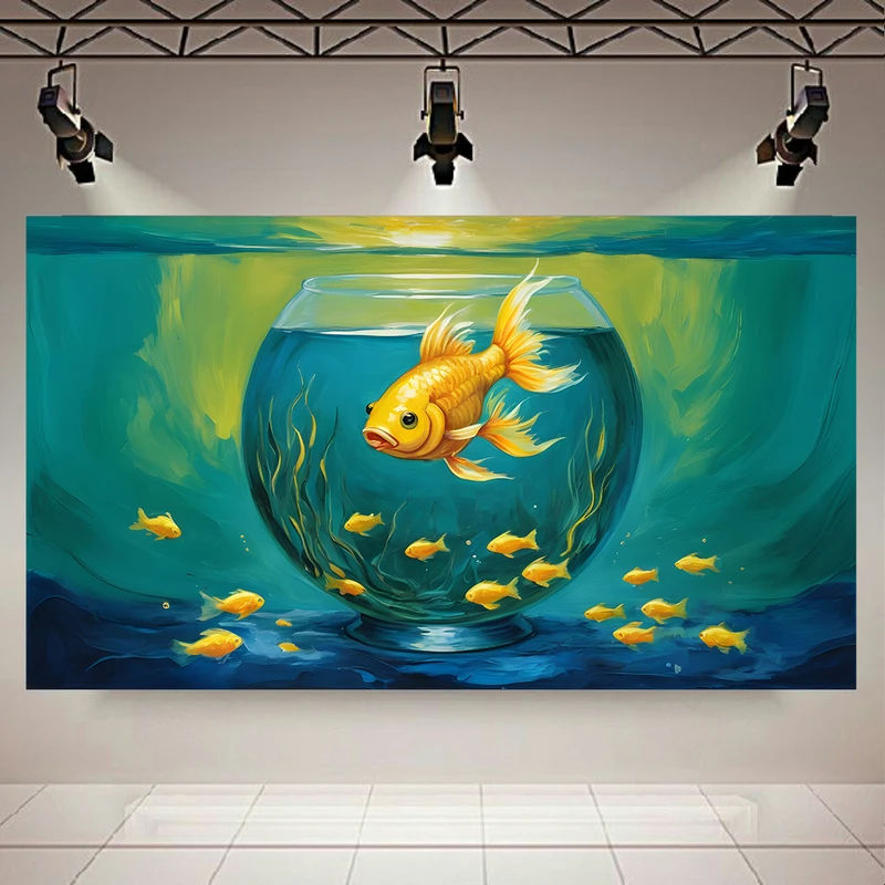 پوستر طرح مخمل مدل تصویر انتزاعی تنگ ماهی و دریا کد AR302638