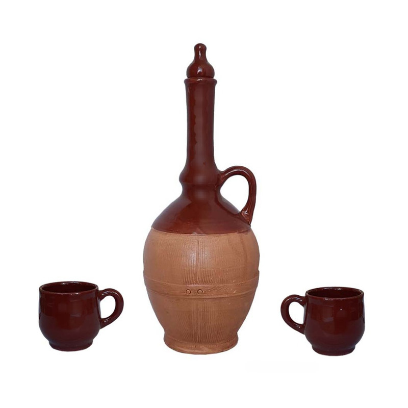 ست 3 تکه کوزه و لیوان سفالی مدل G D