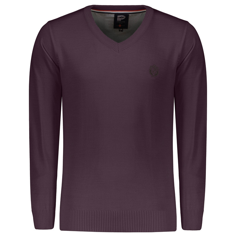 پلیور مردانه تریکو پاییزان کد P700 رنگ بنفش بادمجانی