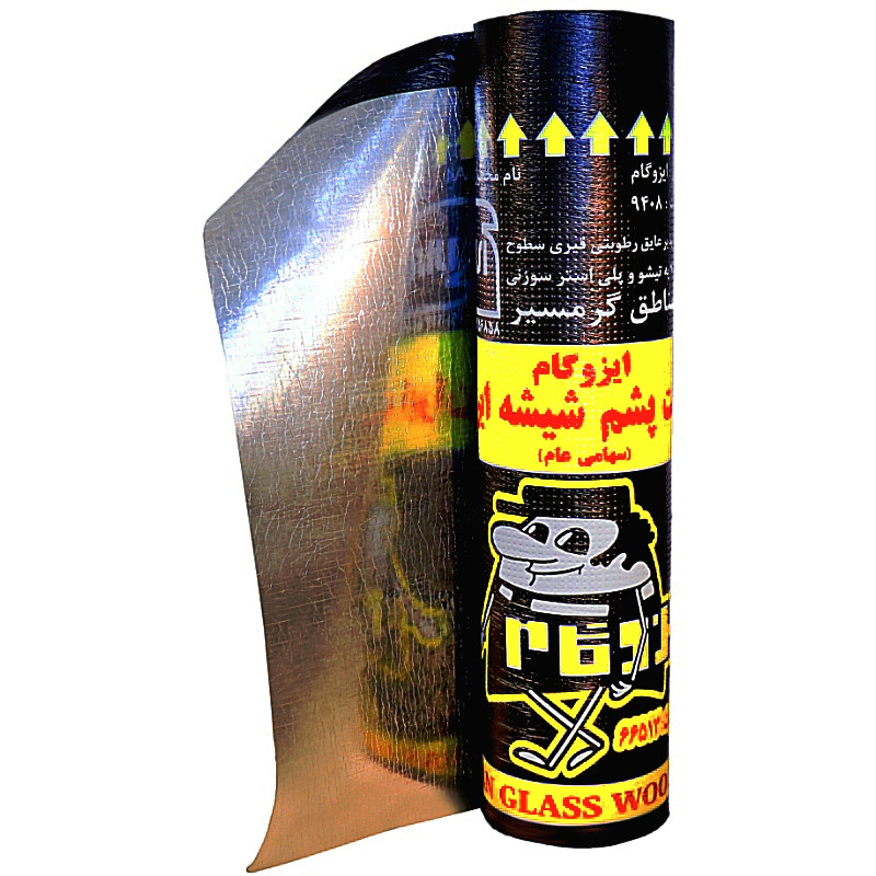 ایزوگام پشم شیشه ایران مدل LA4 فویل دار رول 10 متری