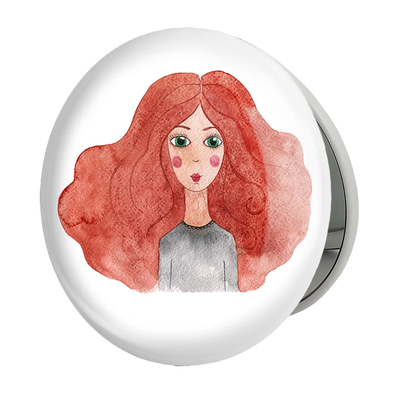 آینه جیبی خندالو طرح دختر مدل تاشو کد 5534 