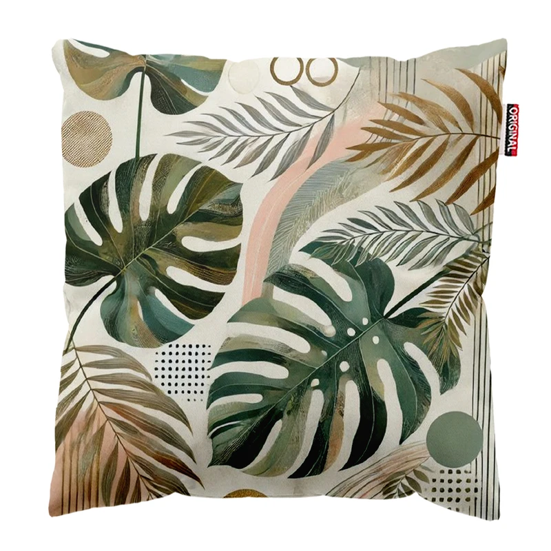 کوسن پاد آفرین مدل مینیمال طرح گل و برگ کد PK403430 سایز 40*40 سانتی متر