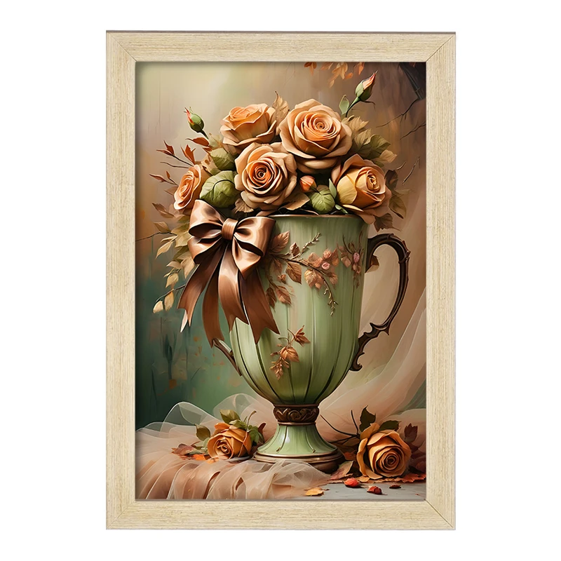 تابلو خندالو مدل گلدان گل رز کد F5515