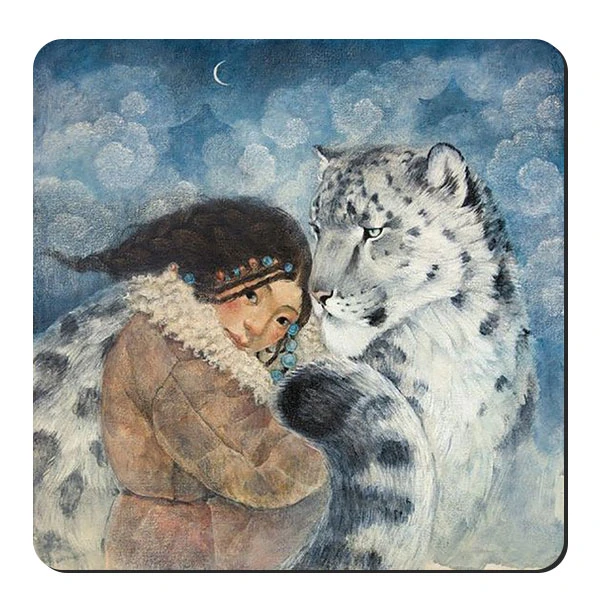  زیر لیوانی طرح دختر و پلنگ برفی کد nzl136